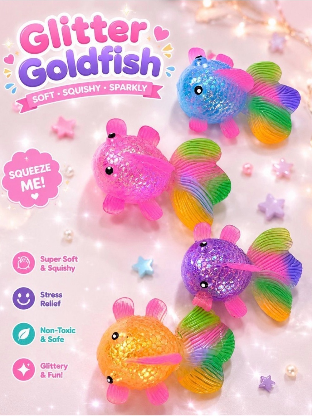 Glitter Goldfish Squishy Toy